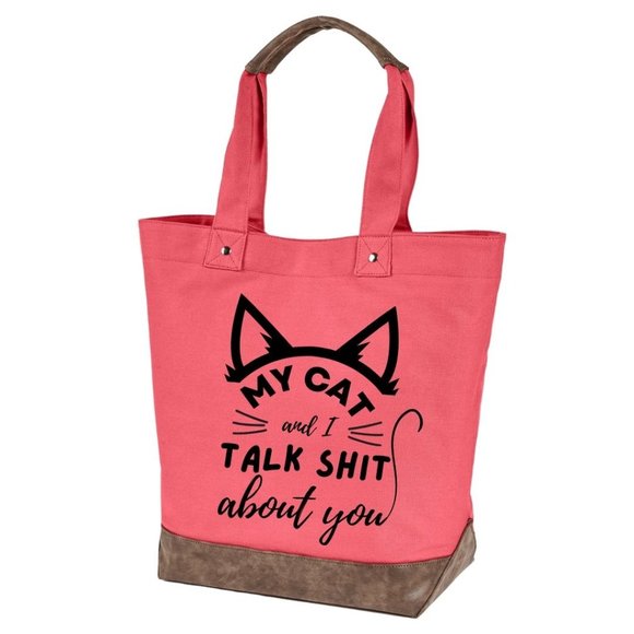 My cat and I quality canvas tote bag by Authentic pigment - Picture 1 of 5